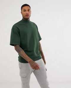 T-Shirt da Uomo di Alta Qualità in <span class=keywords><strong>Cotone</strong></span> 100% con Stampa 3D Personalizzata, Oversize, Spessa, a Collo Alto, Nera - Product Image 4