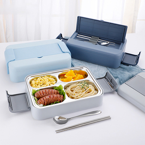 Lekfre Bento dành cho người lớn thép không gỉ Hộp Ăn trưa với Đũa Muỗng PP nắp 4 ngăn thực phẩm <span class=keywords><strong>container</strong></span> thép không gỉ thực phẩm hộp - Product Image 1