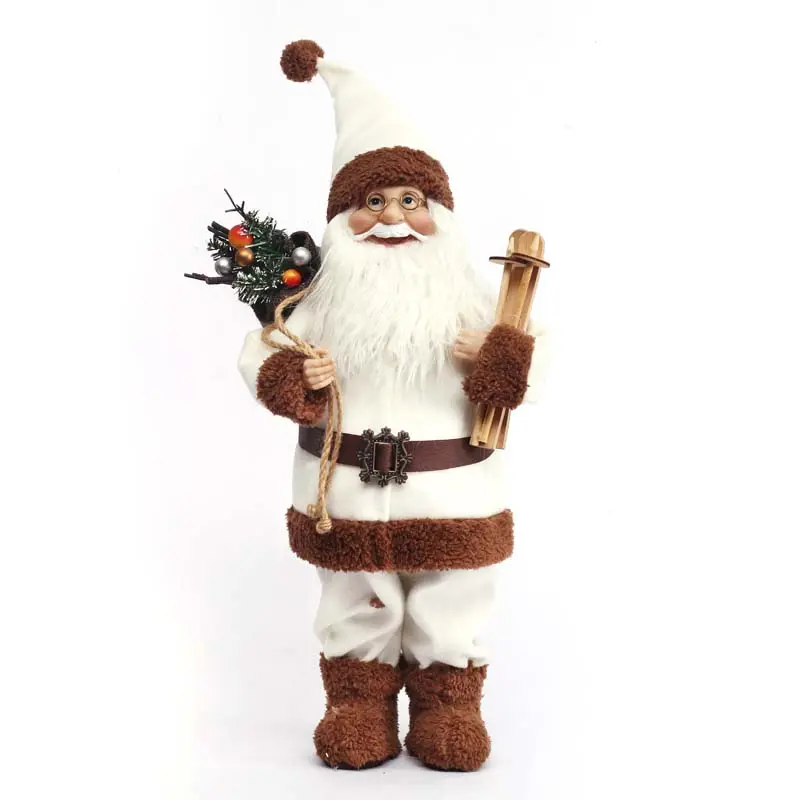 Patung Santa Claus bernyanyi dan menari, hadiah liburan lembut mewah dekoratif hadiah Natal Papai