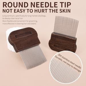 Peigne à puces et à poux en bois à dents longues pour chien et chat - Product Image 2