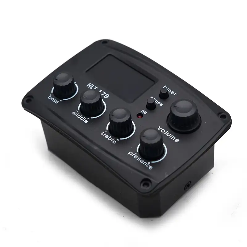 KLT-17B Acoustic Guitar EQ Preamp 70*48mm with Digital Procedding Tuner 4 Band EQ Equalizer with Tuner Guitar Pickup