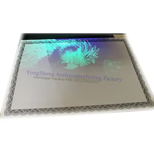 Invisível UVfiber papel segurança laser sequencial número holograma hot carimbado papel certificado