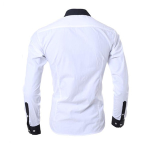 Camicia da uomo nuova camicie a <span class=keywords><strong>maniche</strong></span> lunghe maschili bianche <span class=keywords><strong>nere</strong></span> camicie eleganti Slim Fit a tinta unita <span class=keywords><strong>con</strong></span> bottoni - Product Image 6