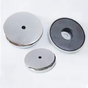 RB70 RB80 Series M3/M4/M6/M8 Custom Magnetic Fastener Ceramic Round Base Pot Magnet With Mounting Screws