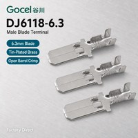 Gocel DJ6118-6.3 Connecteur à sertir rapide mâle à lame 6,3 mm en laiton étamé à barillet ouvert pour l'automobile OEM