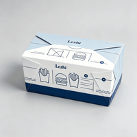 Boîte à emporter pour hamburgers et frites avec poignée, en papier kraft imprimé écologique pour l'emballage de livraison de restauration rapide