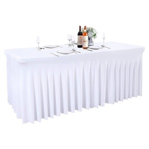 Faldón para Mesa de 30*72 Pulgadas, Mantel Elástico Negro con Faldón para Fiestas y Bodas - Product Image 5