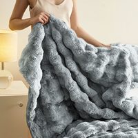 Luxe coréen vison lourd King Size fausse fourrure couvertures 100% Polyester tricoté hiver Animal motif pour avions