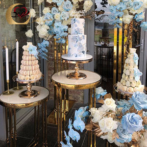 Socles en acier inoxydable dorés, romantiques et élégants, pour gâteaux et fleurs, pour la décoration de mariage/banquet - Product Image 3