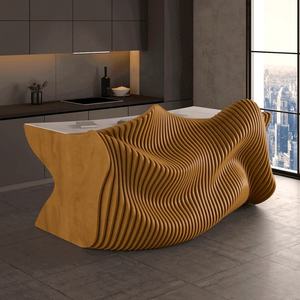 Modern Solid Wood Arc Reception <strong>Counter</strong> Stylish Wooden Front Desk Corporate Office Building Durable Commercial Hotel School - Product Image 1