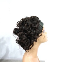 Perruque Courte Bouclée Ondulée en Cheveux Humains Remy, Faite à la Main, Style Célébrité, Tendance Féminine