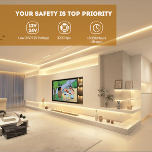 Wholesale 12v 24v 320 LEDs Dotless Flexible COB LED <b>Strip</b> for Home Cabinet Ceiling Commercial Projects - Product Image 5