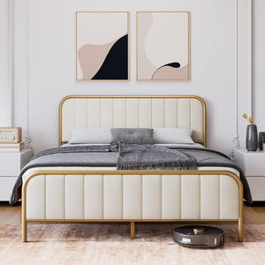 Cross-border wrought iron <b>bed</b>, reinforced and thickened, <b>double</b> luxury Nordic style master bedroom, Instagram-worthy minimalist - Product Image 1