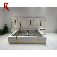 Tête de Lit Double King Size Haut de Gamme Personnalisable, Lit en Cuir, Ensemble de Chambre à Coucher, Lit Double Moderne