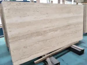 SHIHUI Wholesale Italian Ivory Travertine Polished Marble Slab Modern Hotels Natural Stone Floor Tiles