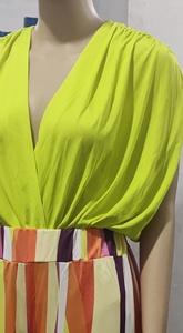 Verano estampado personalizado de talla grande con cuello en V mujeres traje Casual señoras Color sólido sin mangas obeso dos 2 piezas conjunto Mono para Wome - Product Image 6