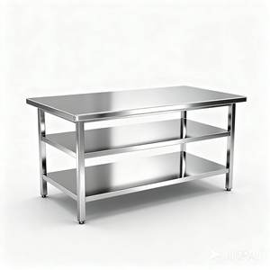 कम कीमत हॉट बिक्री 201/304 स्टेनलेस स्टील रसोई वर्कबेंच डबल/तीन खाद्य तैयारी टेबल स्क्वायर लेग कंसोल - Product Image 6