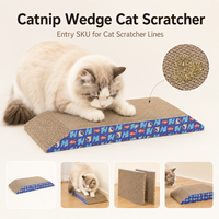 Planche à gratter pour chat en carton ondulé en forme de cale, avec herbe à chat, emballage personnalisé, vente en gros