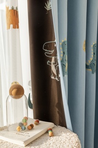 Di alta qualità stile moderno ciniglia cartone animato dinosauro ricamo Design <span class=keywords><strong>tende</strong></span> oscuranti con puro per le camere da letto dei bambini - Product Image 3