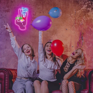 ハンドアイネオンサイン1個-寝室、プレイルーム、家庭、バー、カフェ、パーティー用のピンクブルーLED - Product Image 3