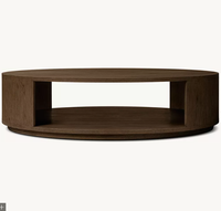 Table basse ronde ouverte moderne MONTECITO, style américain, en chêne massif, mobilier de villa de haute qualité