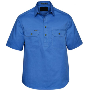 Camicie da lavoro da <span class=keywords><strong>uomo</strong></span> <span class=keywords><strong>mezza</strong></span> bottone maniche corte <span class=keywords><strong>a</strong></span> doppia tasca camicie di cotone in saia <span class=keywords><strong>camicia</strong></span> uniforme di sicurezza - Product Image 5