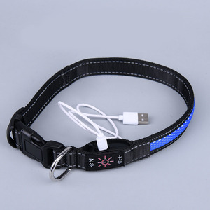 Luces LED Collares para perros y mascotas Poliéster ajustable que brilla en la noche Mascota Perro Gato Cachorro Seguro <span class=keywords><strong>Collar</strong></span> intermitente luminoso Suministros para mascotas - Product Image 3