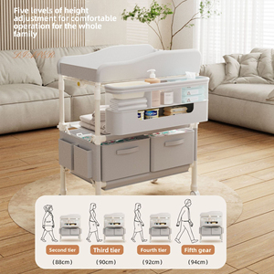 Portable Multi-Functional Foldable Baby Changing Table with Bathtub for Newborn Care, Adjustable Height Massage Touch - Product Image 4