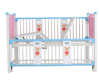Lit manuel d'hôpital pour enfants BesClaireMed, à deux manivelles, avec repose-jambes réglable, plateau repas, en métal, Classe II, garantie 1 an