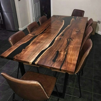Tables de salle à manger en résine époxy à bord naturel, en gros d'usine, avec dessus en bois de noyer massif, en stock, 2,5 x 2,5 pieds, pour ensembles de salle à manger
