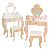 Mini coiffeuse rose en bois pour jeu d'imitation, mobilier de maquillage pour filles, jouet de jeu de rôle