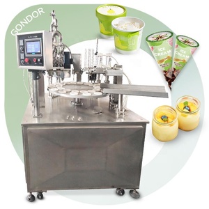 Máquina Llenadora y Selladora Rotativa para Vasos/Botellas/Latas/Bandejas Grandes de Gelato, Yogur y Leche - Product Image 1