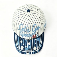 Casquette de sport d'extérieur à 5 panneaux bicolore avec logo brodé personnalisé et cordon bleu marine
