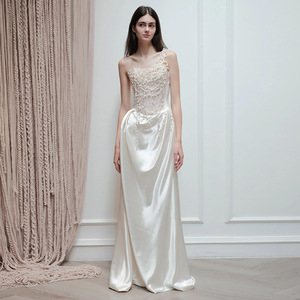 French Tube Top Evening Gown Bride Special Interest Light Luxury Satin Wedding <strong>Veil</strong> Heavy Industry Pearl <strong>Dress</strong> - Product Image 3