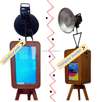 Photomaton à écran tactile de 18,5 pouces avec imprimante, support compatible iPad et appareil photo reflex, design rétro portable, impression en libre-service