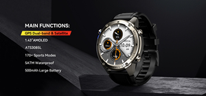 AMOLED Màn hình GPS thông minh đồng hồ cho nam giới 5ATM BT cuộc gọi độ cao la bàn tập thể dục Tracker Android <span class=keywords><strong>IOS</strong></span> điều khiển từ xa vdm56 Vòng đeo tay - Product Image 2