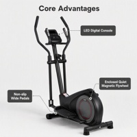 Elliptique à entraînement par courroie avec volant d'inertie de 4,5 kg, contrôle du programme LCD, fréquence cardiaque, calories, pour la maison et la salle de sport