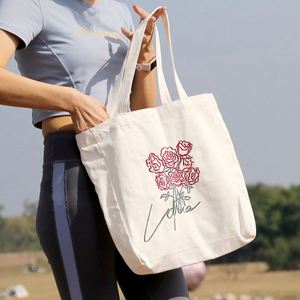 Wholesale Embroidery Eco Grocery Tote Cotton Canvas Shopping <b>Bag</b> with Inner Pocket and Customized logo - Product Image 2