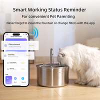 OEM 4L Niveau d'eau visible Wifi Tuya Fontaine à eau pour chat en acier inoxydable Fontaine à boire pour animaux de compagnie Distributeur automatique d'eau avec application