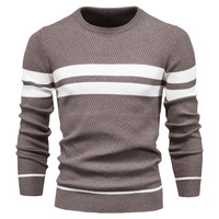 Chandails pour Hommes d'Hiver de Haute Qualité en Gros, Décontractés, Chauds, à Rayures, Basiques, Slim et Grandes Tailles, Très Vendus