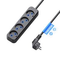 Multiprise PHEIYON EU Schuko 4 prises 10A 2300W avec auto-test, gain de place, CE, pour hôpitaux et bureaux à domicile