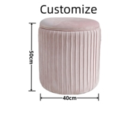 Bailey personnalisé moderne salon rond velours pied tabouret chaise de rangement pouf intérieur maison or métal poufs tabourets