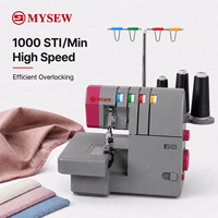 MYSEW E503 Machine à surjeter industrielle 2/3/4 fils, 110W haute puissance, 1200 points par minute avec système d'alimentation différentielle