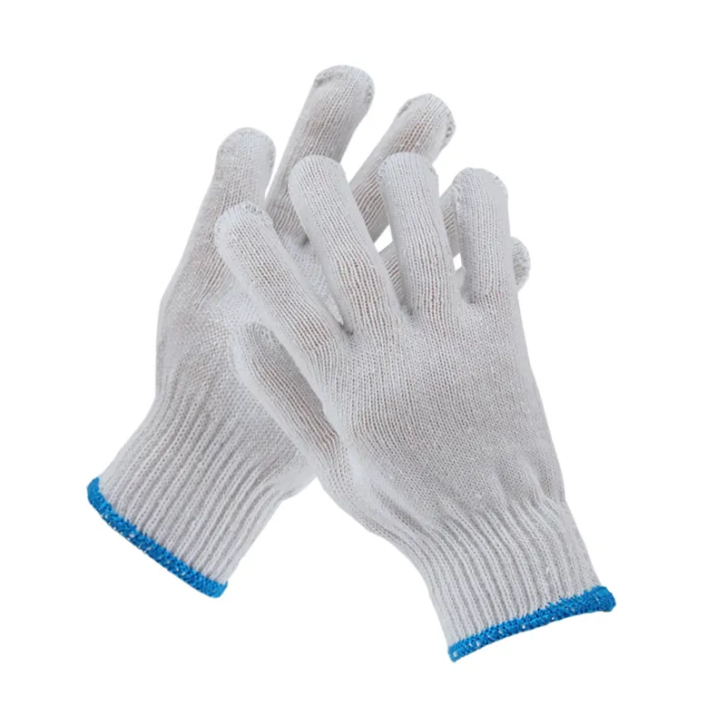 Sarung tangan pelindung benang katun yang diputihkan nyaman antilicin dan dipilih sarung tangan keselamatan tahan aus