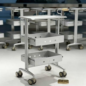 Modern Stainless Steel Salon Storage Cart with Double-Sided <b>Tool</b> Cabinet 4-Wheel High-End Hair Bar Cart for Hotel Beauty Salons - Product Image 5