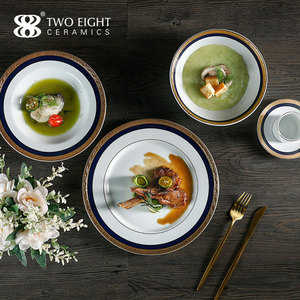 Ventes flash, ensembles d'<span class=keywords><strong>assiettes</strong></span> en <span class=keywords><strong>porcelaine</strong></span>, vaisselle de luxe pour hôtel, <span class=keywords><strong>assiettes</strong></span> à bord doré, nouveautés 2021, ensembles d'<span class=keywords><strong>assiettes</strong></span>, vaisselle - Product Image 3