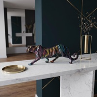 Figurines léopard en résine synthétique colorées, style luxe léger, styles variés, style campagnard américain, pour la maison, le salon, Diwali, et occasions de sympathie