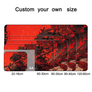 Tapis de bureau anime avec logo personnalisé, base en caoutchouc, noir et rouge, grand tapis de souris pour jeux, XL, tapis de souris anime rouge avec bords cousus - Product Image 2