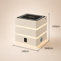 Table de chevet intelligente à 3 tiroirs en bois massif avec pierre frittée, charge sans fil 15W, verrouillage par empreinte digitale, éclairage LED, meuble de salon