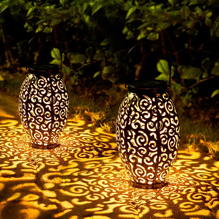 Solar Lanterns Outdoor Waterproof Hanging Lanterns with Handle Decorative Retro Metal for Table Pathway Patio Walkway Garden